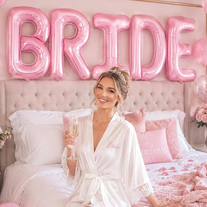 40 Inch BRIDE Balloons Bachelorette Party Decorations, Pearl Pink Bride Letter - Image 4