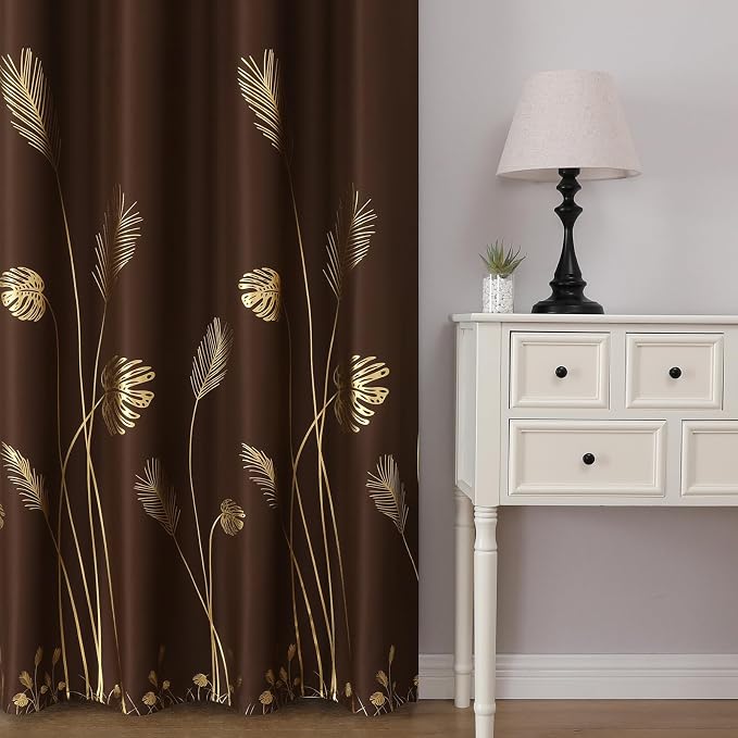 Brown Blackout Curtains for Living Room 102 Inches Long, Room Darkening Energy - Image 2