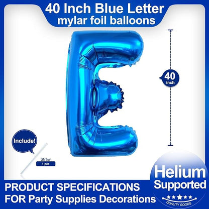 40 Inch Blue Letter E Balloons, DIY Phrase Foil Alphabet Letter E Balloons DIY - Image 2