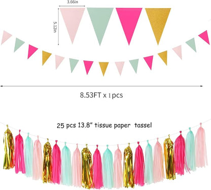 Mint Blush Hot-Pink Gold Party-Decorations - Image 3
