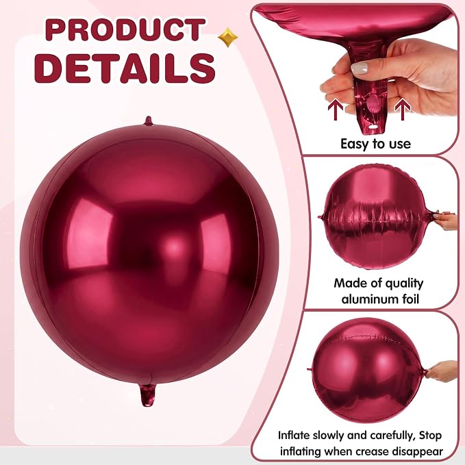 Jenaai 30 Set Round Foil Balloons Bulk 22 Inch 4d Metallic Giant Balloons Set - Image 3