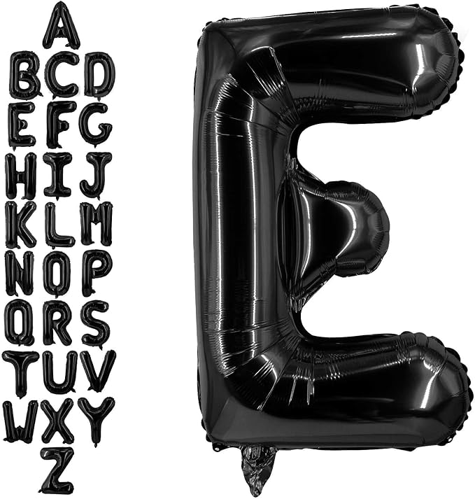40 Inch Black Letter E Balloons, DIY Phrase Foil Alphabet Letter E Balloons DIY by LHOAVWE