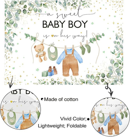 Mocsicka Its a Boy Banner Baby Boy Baby Shower Backdrop Decorations 7x5ft | - Image 6