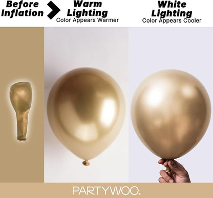 PartyWoo Metallic Gold Balloons 120pcs Chrome Gold Color 18 12 10 5 Inch | 18 - Image 3