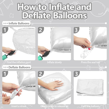 NISOCY 48PCS White Square Foil Balloons Wall Backdrop | Double Sided Pearl - Image 3