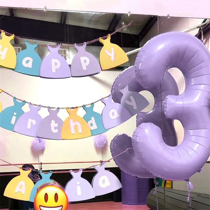 Large Dusty Pastel Purple 3 Balloons, 40 Inch Giant Light Purple Helium Mylar - Image 3
