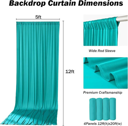 20x12 ft Turquoise Backdrop Curtains - Image 5