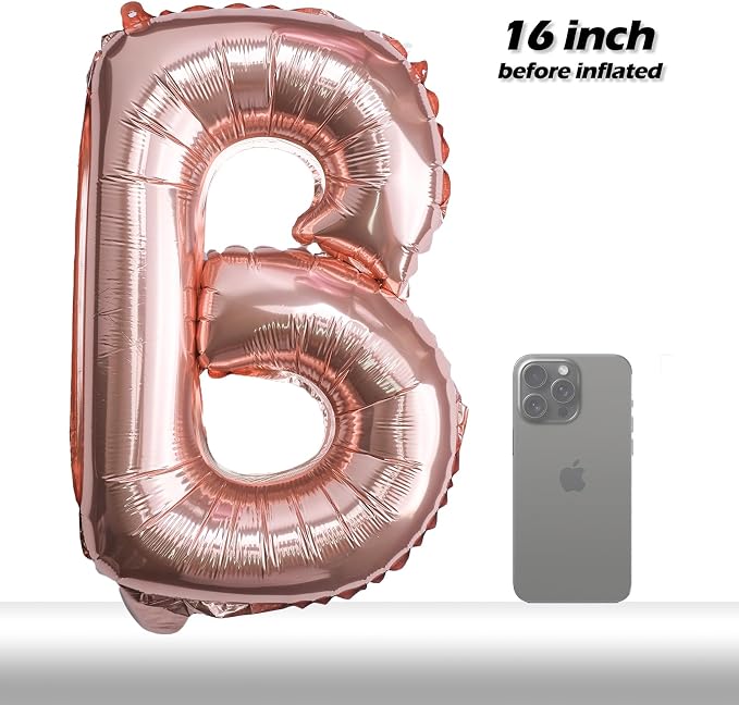 16" Rose Gold Letter Number Balloons, Happy Birthday & 2 Sets of A-Z 0-9 - Image 8
