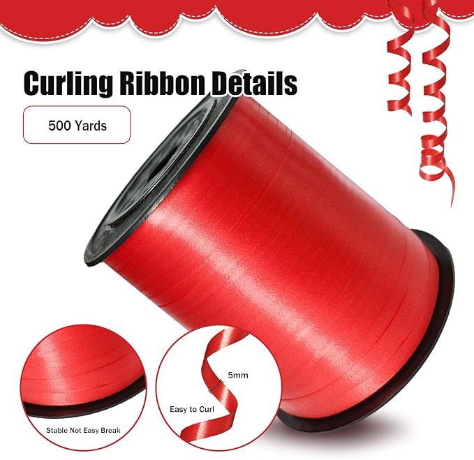 500 Yards Curling Ribbon，Red Balloon String Ribbon，for Gift Wrapping，Party - Image 2