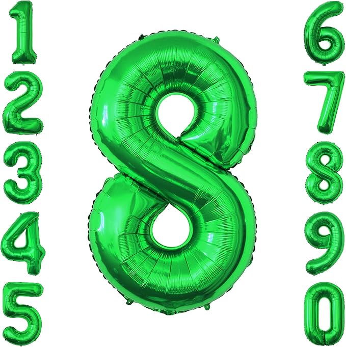 Green Number 8 Balloon 40 Inch, Lustrous Foil by Unknown