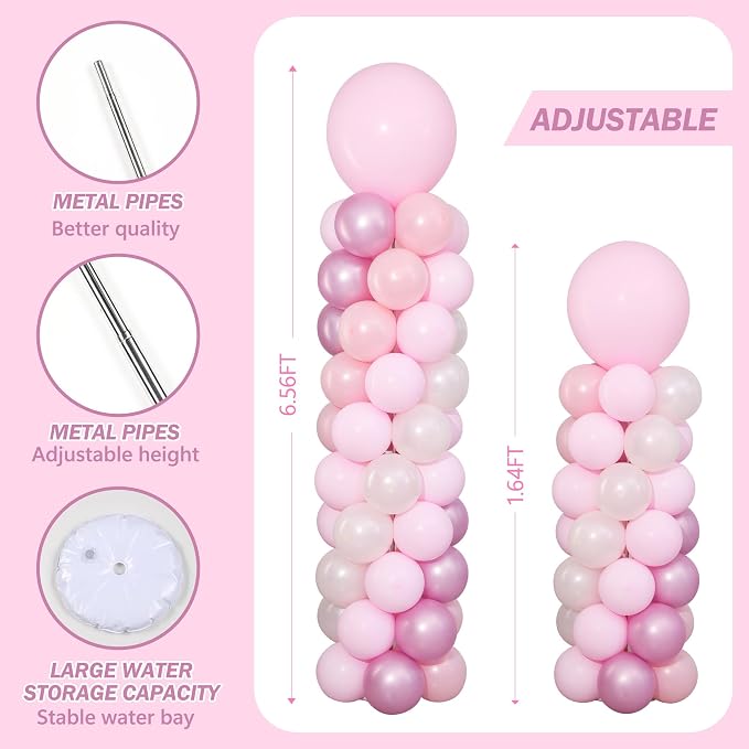 Pink and White Balloon Column Stand Kit of 2 - Image 3