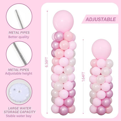 Pink and White Balloon Column Stand Kit of 2 - Image 3