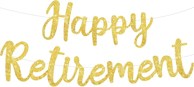 BEISHIDA Pre-Strung Glitter Gold Happy Retirement Banner Party Decoration | NO by Beishida