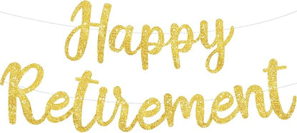 BEISHIDA Pre-Strung Glitter Gold Happy Retirement Banner Party Decoration | NO by Beishida