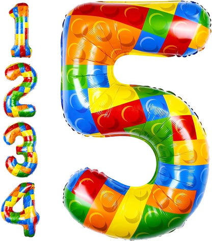 40 Inch Building Block Number Balloon Colorful Block Foil Balloons Block Themed by AXBMM