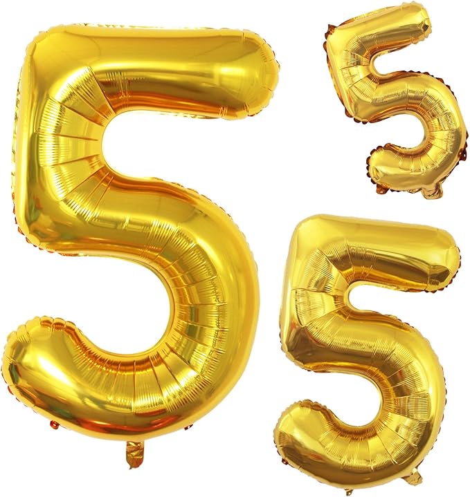 Gold Foil Balloons Number 5, Huge Number Balloons by GOER