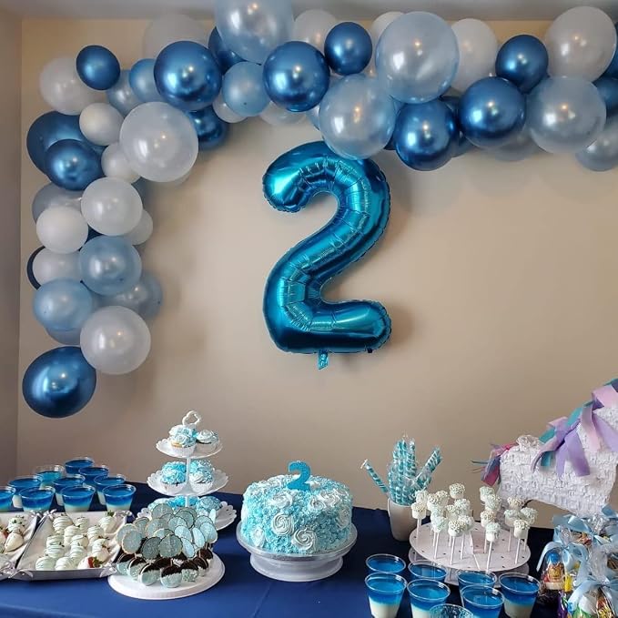 Blue Number Balloons, 40inch Large Number 5 Foil Mylar Helium Balloons - Image 8