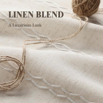 80% Boho Blackout Curtains 84 Inch Linen Blend Drapes 2 Panels | Vintage - Image 8