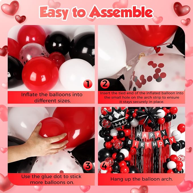 Red and Black Birthday Party Decorations 152Pcs - Image 3