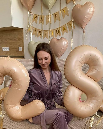 Light Brown Number 8 Balloon 40 inch, Light Brown Birthday Party Decorations | - Image 4