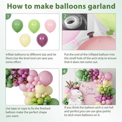 Pink Green Purple Balloons Arch Kit - Image 3