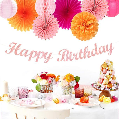 Hot-Pink Orange Fall Birthday Party-Decorations - Image 7