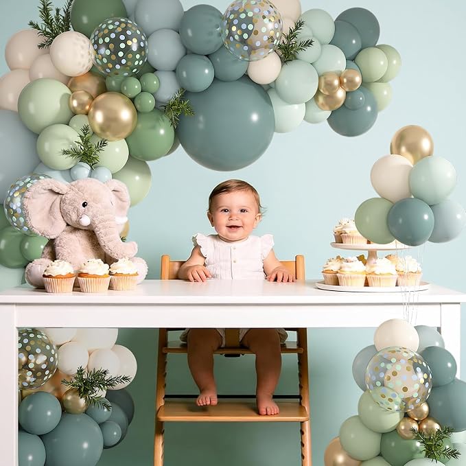 152Pcs Dusty Blue Sage Green Balloons Arch Kit Different Size | Mist Green Fog - Image 3