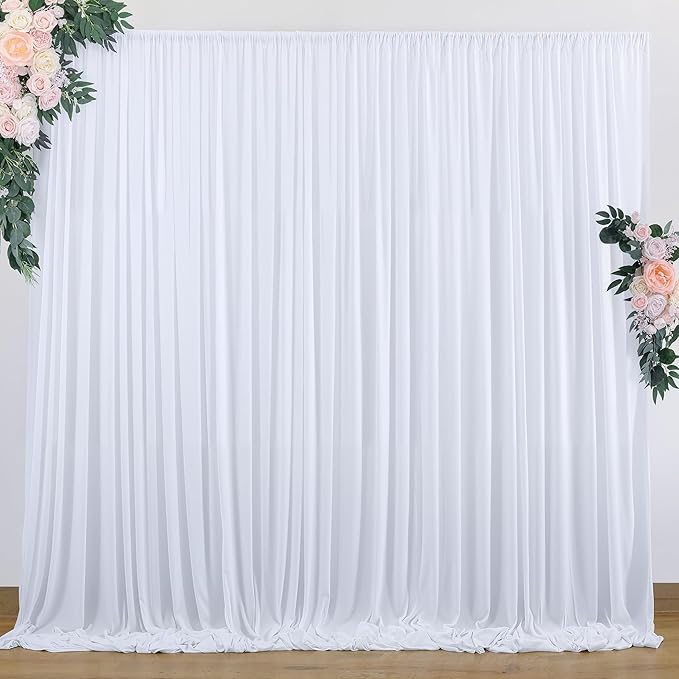 10 ft x 10 ft Wrinkle Free White Backdrop Curtains by Outpain