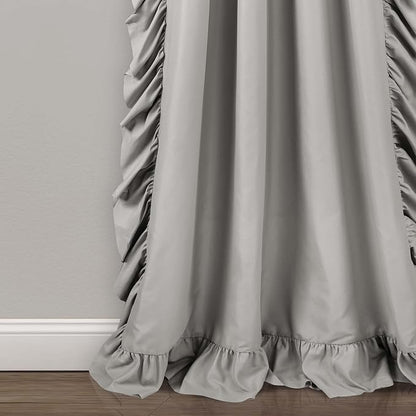 Lush Decor Reyna Ruffle Window Curtain Panel Set, Light Gray - Image 3