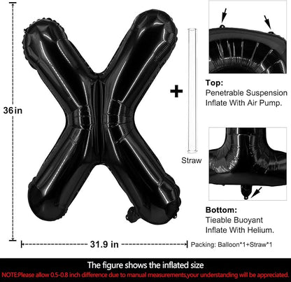 Lovoir 40 Inch Large Black Letter X Balloons Big Size Jumbo Mylar Foil Helium - Image 2
