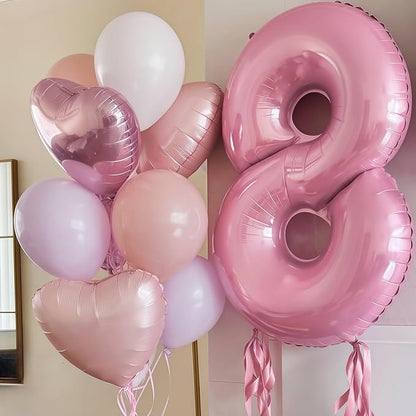 Pastel Pink 8 Balloon Number, 40 Inch Light Pink 8 Balloons Large Helium Foil - Image 5