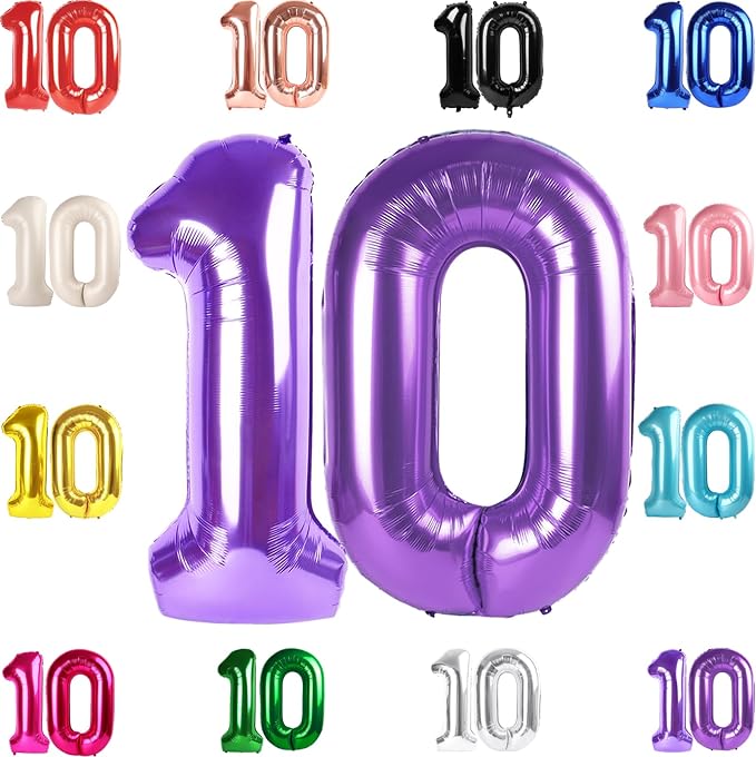 Purple Number 10 Balloon 40 Inch by IWERP