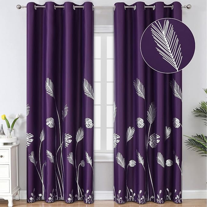 Purple Curtains Blackout Thermal Insulated Window Curtains Drapes by ESTELARTEXTILER