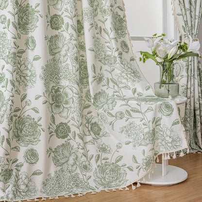 F-CHU Bohemian Curtains for Bedroom 63 Inch Length French Country Floral Drapes - Image 3