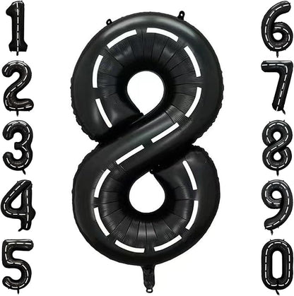 Black and White Stripes Number 8 Balloon 40 Inch, Road Theme Digit Decor | by Unknown