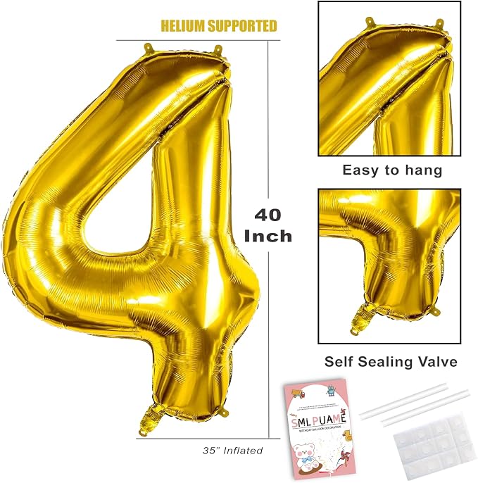 Gold Balloon, 40 inch Number 14 Foil, - Image 3