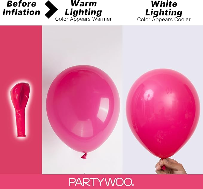 PartyWoo Hot Pink Balloons 155pcs Magenta Fuchsia Color 18 12 10 5 Inch | 18 12 - Image 3
