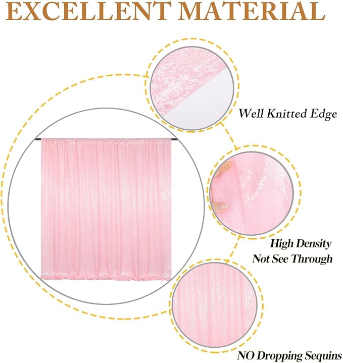 ShinyBeauty 5x7FT Pink Sequin Photobooth Backdrop | Sparkle Wedding & Birthday - Image 4