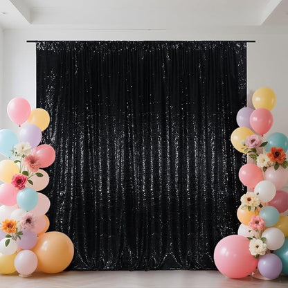 SquarePie 10x10ft Black Sequin Backdrop, High Density Non-Transparent Glitter - Image 8