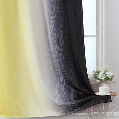 Black and Yellow Ombre Blackout Curtains 45 Inches Long, Full Room Darkening - Image 6