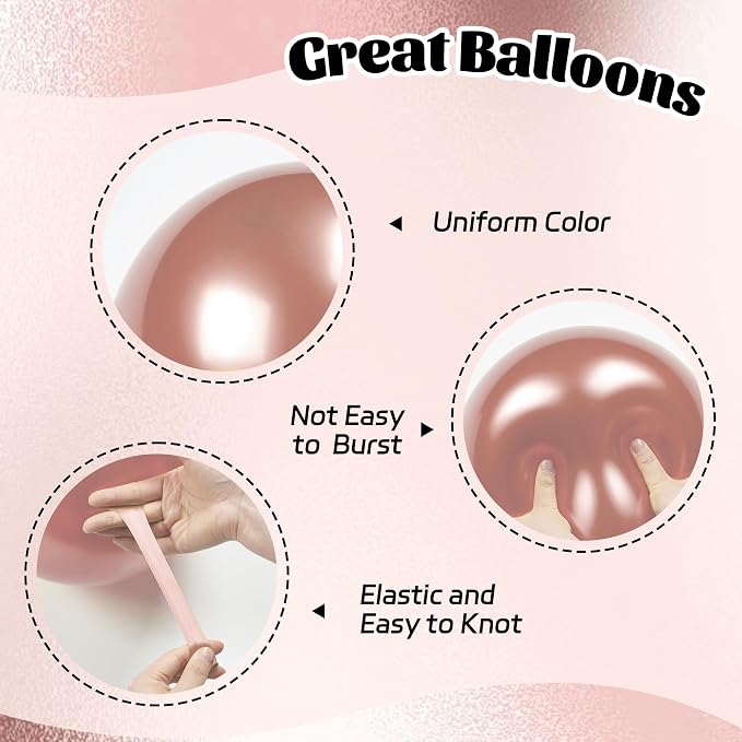 60pcs Rose Gold and Black Balloons 12inch - Image 3