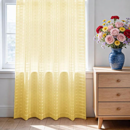 SpaceDresser Check Sheer Curtains 108 Inches Long - Image 3
