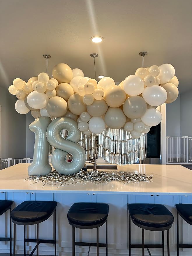 8 Balloon 40 inch Cream Number Balloons - Image 4