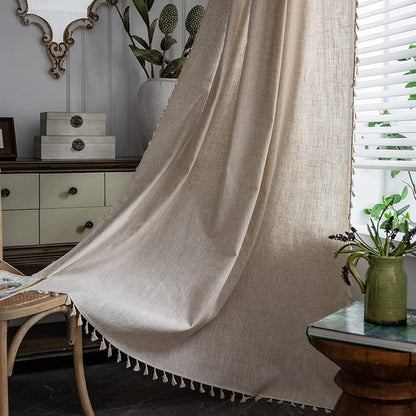 Sutuo Home Boho Curtain for Farmhouse Bedroom, Natural Linen Look Textured by SutuoHome