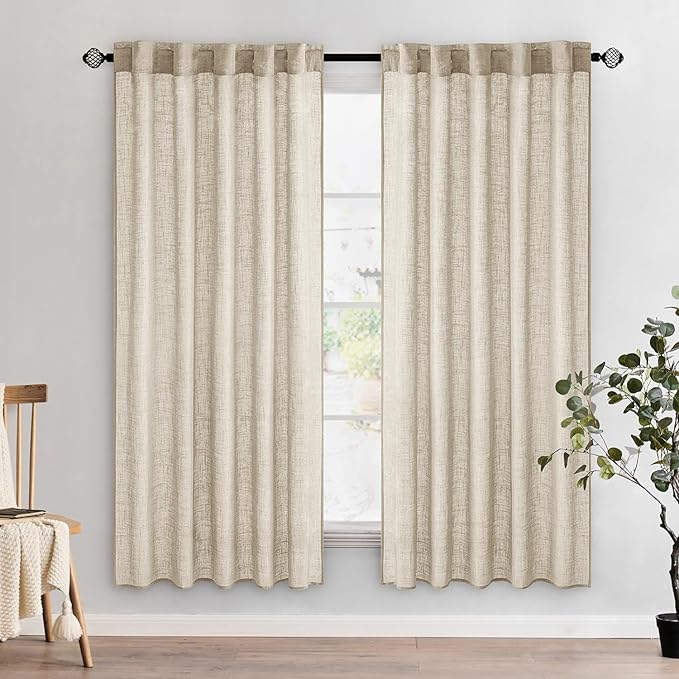 MIULEE Beige Linen Curtains 52x72 Inch 2 Panels by MIULEE