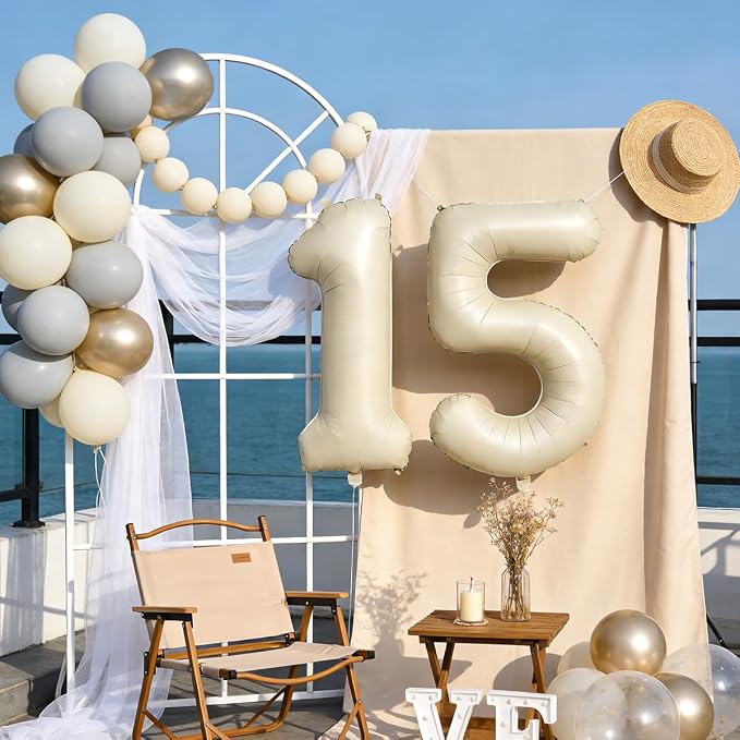 40 In Cream white Number Balloons Helium Foil Mylar Balloon Digital 37 | - Image 5