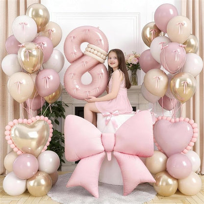 40 Inch Dusty Pink Balloon Number 8, Dusty Blush Pink Gold Cream Beige Latex - Image 2