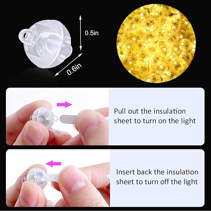 ZGWJ 100PCs Warm White Balloon Lights Mini, Battery Powered, Long Standby Time - Image 3
