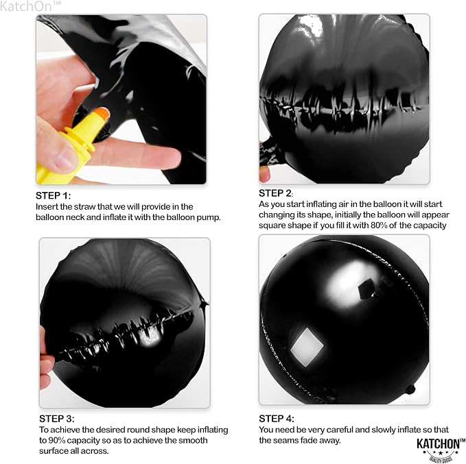 KatchOn, Huge Black Mylar Round Foil Balloons, 22 Inch - Image 3
