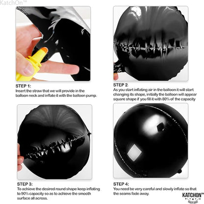 KatchOn, Huge Black Mylar Round Foil Balloons, 22 Inch - Image 3